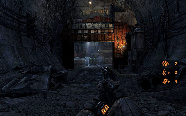 Regardless whether you eliminate or pass by guards mentioned above, you have to choose now newly unlocked side passage (screen above) - Find a way to get upstairs - Chapter 5: Separation - Metro: Last Light - Game Guide and Walkthrough
