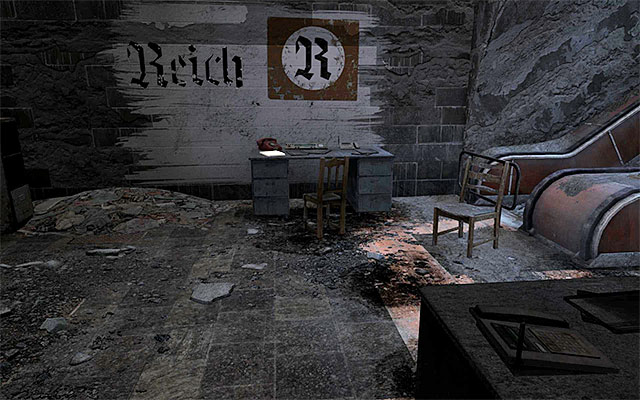 The page is lying on the desk across the starting point, to the left of the disabled escalator - Chapter 4: Reich - Artyom Diary Pages - Metro: Last Light - Game Guide and Walkthrough