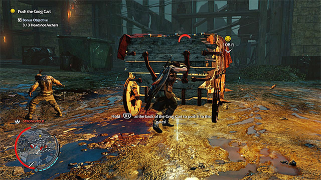 You need to keep pushing the Grog Cart - 10: The Dark Monument - Main missions - Middle-earth: Shadow of Mordor - Game Guide and Walkthrough