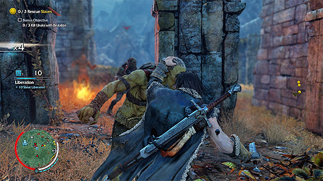 You have to perform a brutal execution on 3 orcs - Over the Edge - Outcast Rescue Missions - Middle-earth: Shadow of Mordor - Game Guide and Walkthrough