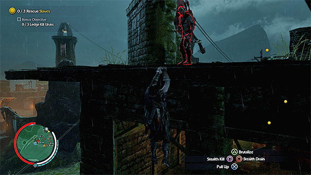Wait for the orc to stand near the edge and pull him down - The Hunger - Outcast Rescue Missions - Middle-earth: Shadow of Mordor - Game Guide and Walkthrough