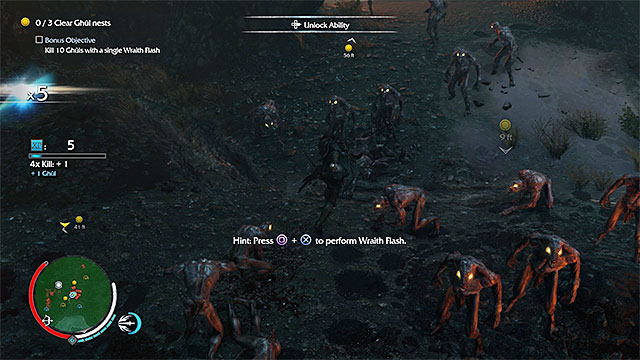 Launch a Wraith Flash when Talion is surrounded by a large group of Ghuls - Nameless Things (sword) - Weapon Missions - Middle-earth: Shadow of Mordor - Game Guide and Walkthrough