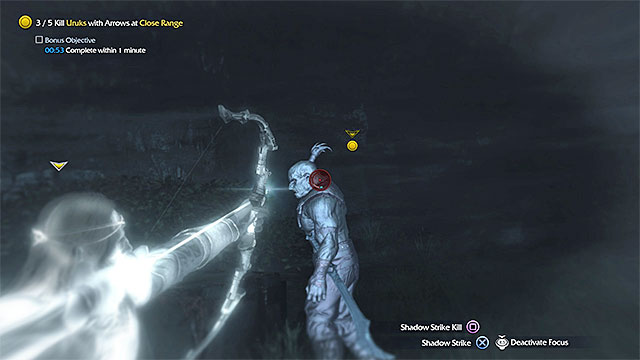 This mission assumes that you kill five orcs with the bow but, the difficult part is that you need to do that at short range - The Eye of Vengeance (bow) - Weapon Missions - Middle-earth: Shadow of Mordor - Game Guide and Walkthrough