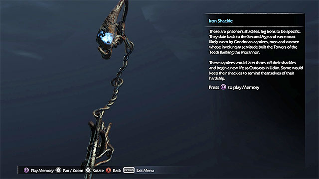 This artifact is in the orc encampment, under the big scaffolding neighboring the Black Gate - List of artifacts: Udun - Collectibles - Artifacts - Middle-earth: Shadow of Mordor - Game Guide and Walkthrough