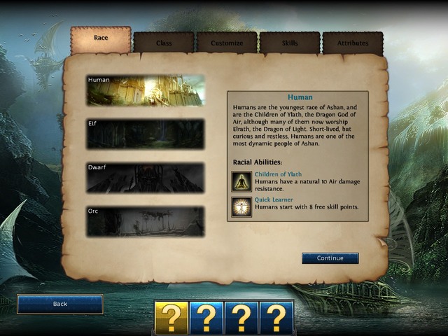 The race and party slot selection screen - The race - Character creation - Might & Magic X: Legacy - Game Guide and Walkthrough