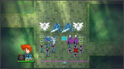 Remove the blue Zombie surrounded by purple Guards [1] and you will activate the first attack formation [2] - Heresh - Battle puzzles - Might & Magic: Clash of Heroes - Game Guide and Walkthrough