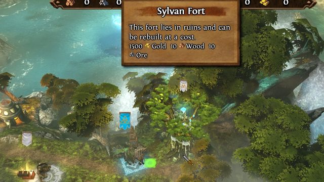 Claiming successive forts is the key to victory on this map. - Perils of Waves and War M2 - Sylvan - Might & Magic: Heroes VII - Game Guide and Walkthrough