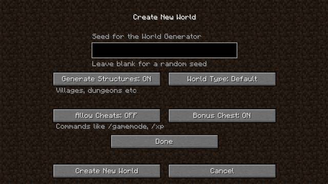Additional world creation options - World Creation - Gameplay basics - Minecraft - Game Guide and Walkthrough
