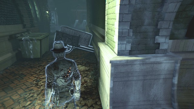 You can squeeze through the gap between the dumpster and the cart. - Prologue - Death is only the beginning - Main investigations - Murdered: Soul Suspect - Game Guide and Walkthrough