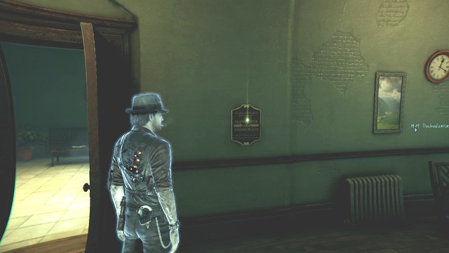 Close to the plaque, on the wall, there is a clock. - Chapter 5 - Small cases - Side cases - Murdered: Soul Suspect - Game Guide and Walkthrough