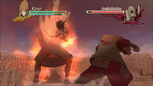Giant Choji has the upper hand against the statue - The Rumbling Coast - Boss fights - Naruto Shippuden: Ultimate Ninja Storm 3 - Game Guide and Walkthrough