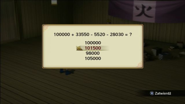 If you have problems with this quest, you can always use a calculator... - Mecha-Naruto - Employment Office - Ninja World Tournament - Mecha-Naruto Story - Naruto Shippuden: Ultimate Ninja Storm Revolution - Game Guide and Walkthrough