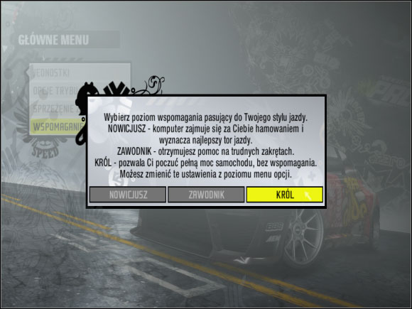 The newest NFS has three steering assistance levels set in the game options - Steering Assistance Level - Basic Information: - Need For Speed: ProStreet - Game Guide and Walkthrough