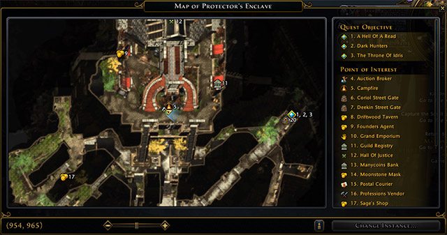 On the right side of the map window is the legend, clicking on any element will center the map on it - Map and map icons - Game basics and exploration - Neverwinter - Game Guide and Walkthrough