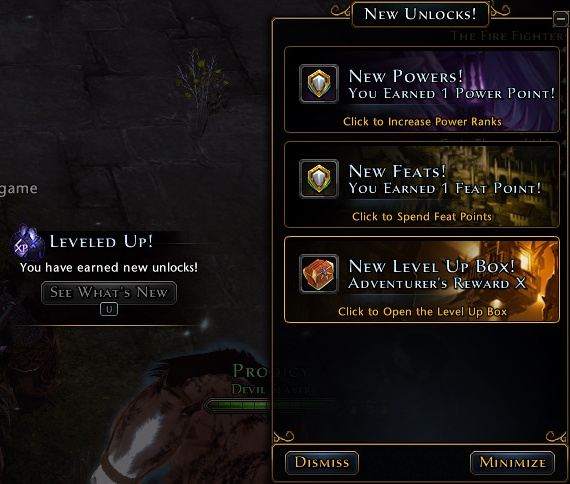 In New Unlocks panel you will see series of blocks informing you about new content, giving you some new quests and blocks opening character window to distribute new power and feast points - Character progression - Hero - Neverwinter - Game Guide and Walkthrough