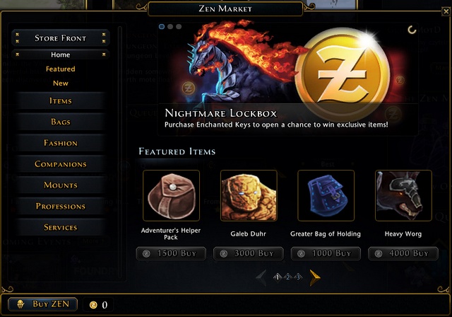 You'll pay with Zen for best quality mounts, companions, bags, items with unique skins or services like name change, additional bank slots etc - Zen - Currencies - Neverwinter - Game Guide and Walkthrough