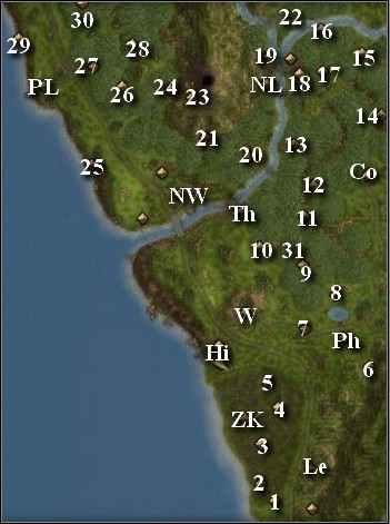 1 - Sword Coast - Map of Sword Coast - Sword Coast - Neverwinter Nights 2: Storm of Zehir - Game Guide and Walkthrough