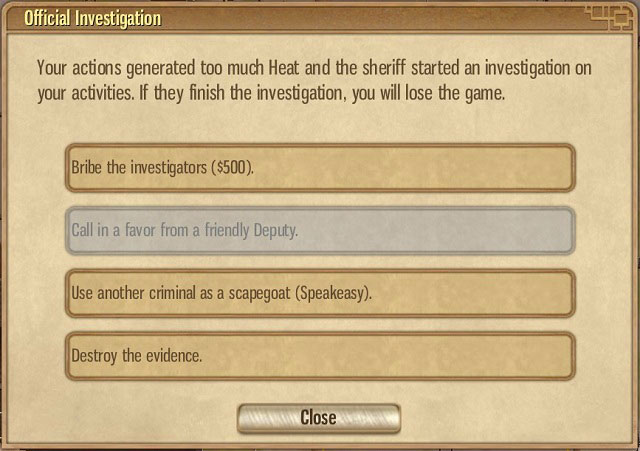 It's absolutely crucial to mislead the investigators - failure means the end of the game! - Absecon Lighthouse - Act I - Omerta: City of Gangsters - Game Guide and Walkthrough