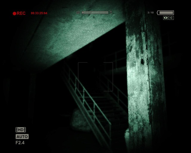 When the guy gets down here, use these stairs to escape - Prison Block - Walthrough - Outlast - Game Guide and Walkthrough