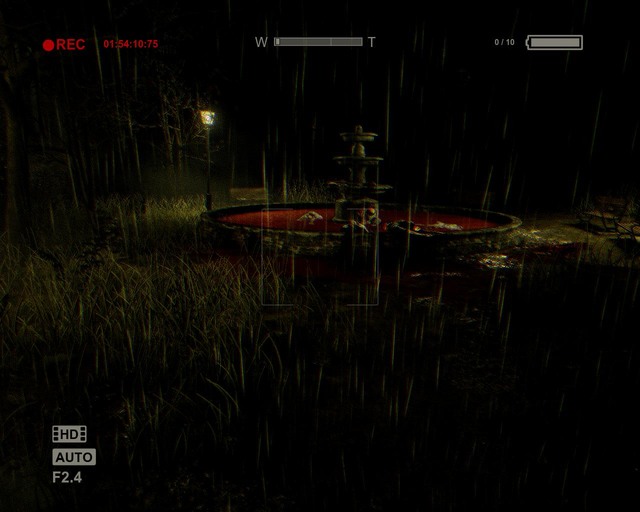 The bloody fountain; the entrance is on the left - Female Ward - Walthrough - Outlast - Game Guide and Walkthrough