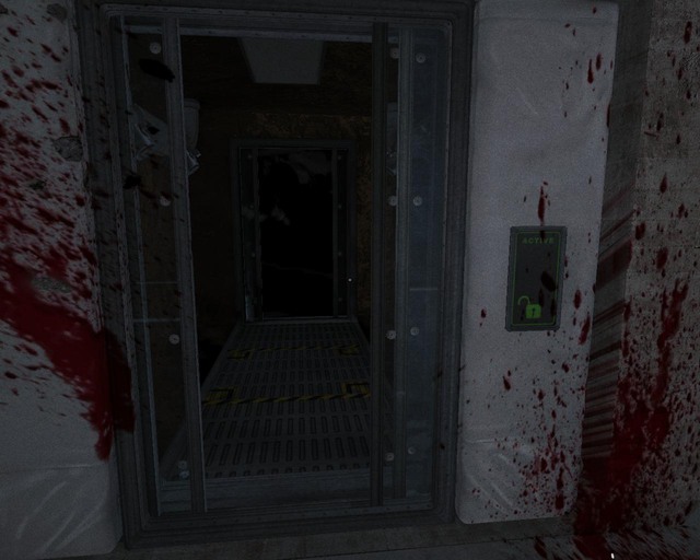 The damaged decontamination chamber looks awful, but you must go through anyway - Underground Lab - Walthrough - Outlast - Game Guide and Walkthrough