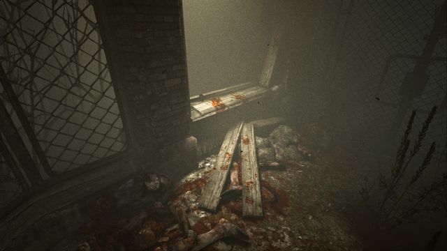 Walk over the bloodied wall. - Recreation Area - Game Walkthrough - Outlast: Whistleblower - Game Guide and Walkthrough
