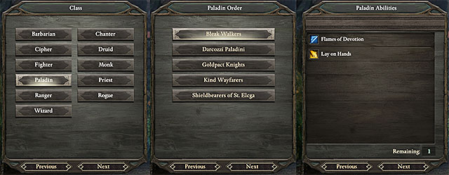Some classes require you to pick an Order to which you belong as well - Character creation - Pillars of Eternity - Game Guide and Walkthrough