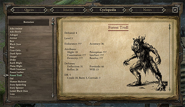 In bestiary you will find information about all encountered enemies - Combat - General advices - Pillars of Eternity - Game Guide and Walkthrough