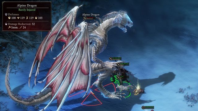 Alpine Dragon has immensely high defensive stats. - Fighting the Alpine Dragon - Pillars of Eternity - Game Guide and Walkthrough