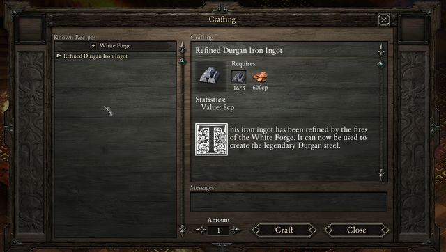 If you want to collect as much as Durgan Iron Ingots as possible, you should search all three levels of Durgans Battery. - The White Forge - main quest - Durgans Battery M4 - description and map of the location - Pillars of Eternity - Game Guide and Walkthrough