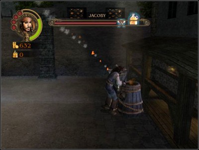 Dont worry about conserving ammunition as he is completely impossible to reach in melee - The Hero of Port Royal - Missions - Pirates of the Caribbean: Legend of Jack Sparrow - Game Guide and Walkthrough