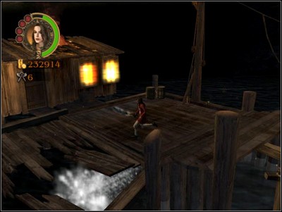 While running on the other side watch out for holes in the jetty and pirate marksmen shooting from afar, until you reach the estuary with the barrel of grog - Where There' Fire, There's Blacksmoke - Missions - Pirates of the Caribbean: Legend of Jack Sparrow - Game Guide and Walkthrough