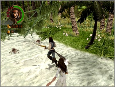 Take care of the spider, next cut the vines blocking the way into the jungle - Sand, Sky, Rum and Gold - Missions - Pirates of the Caribbean: Legend of Jack Sparrow - Game Guide and Walkthrough