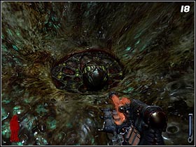 Wait for an alien egg to appear and push it into the hole (#18) - Downward Spiral - Walkthrough - Prey - Game Guide and Walkthrough