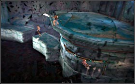Jump on the wall on the left, bounce off it and catch the crack in the wall - The Prologue - part 2 - Walkthrough - Prince of Persia - Game Guide and Walkthrough