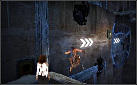 From the stick jump onto the wall, bounce off it and then off the oriel window situated on the left - Ruined Citadel - The Windmills - Ruined Citadel - Prince of Persia - Game Guide and Walkthrough