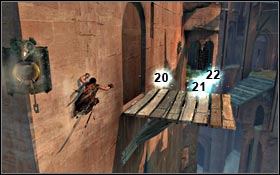 Go around the tower by jumping onto the pole and then onto a beam - Ruined Citadel - The Windmills - Light Seeds - Ruined Citadel - Prince of Persia - Game Guide and Walkthrough