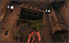 Go inside again and start climbing up in the direction of a balcony presented on the picture - City of Light - Tower of Ormazd - Light Seeds - City of Light - Prince of Persia - Game Guide and Walkthrough