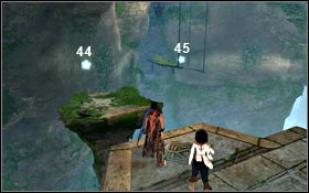 You can find 44 and 45 on platforms leading to City's Gate - City of Light - Tower of Ahriman - Light Seeds - City of Light - Prince of Persia - Game Guide and Walkthrough
