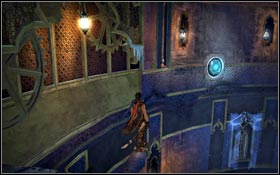 While standing on a platform, wait for a proper moment and jump into another blue ring - Royal Spire - Royal Palace - Prince of Persia - Game Guide and Walkthrough
