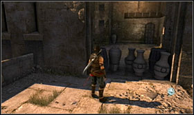 After you deal with them, run along the wall and destroy the vases blocking the way with your sword - Walkthrough - The Ramparts - Walkthrough - Prince of Persia: The Forgotten Sands - Game Guide and Walkthrough