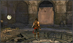 Jump onto the flag and you will land by a round switch on the ground - Walkthrough - The Ramparts - Walkthrough - Prince of Persia: The Forgotten Sands - Game Guide and Walkthrough