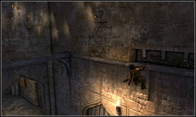 Begin climbing using the fissures and once you reach the end, run left to the beam - Walkthrough - The Fortress - Walkthrough - Prince of Persia: The Forgotten Sands - Game Guide and Walkthrough