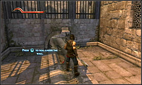 From the beam, jump onto the stones sticking out of the wall - Walkthrough - The Fortress - Walkthrough - Prince of Persia: The Forgotten Sands - Game Guide and Walkthrough