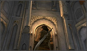 Do a wallrun and continue going left while holding onto the bricks - Walkthrough - The Fortress - Walkthrough - Prince of Persia: The Forgotten Sands - Game Guide and Walkthrough