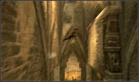 Once in front of the locked door, do a wallrun, jump to the right and run up the wall as the Prince approached it - Walkthrough - The Treasure Vault - Walkthrough - Prince of Persia: The Forgotten Sands - Game Guide and Walkthrough