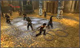 Unfortunately there already are enemy soldiers in one of the chambers - Walkthrough - The Treasure Vault - Walkthrough - Prince of Persia: The Forgotten Sands - Game Guide and Walkthrough