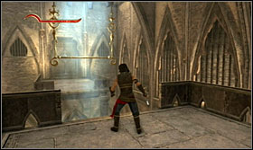From the terrace, jump onto the pole which will open the opposite door - Walkthrough - The Treasure Vault - Walkthrough - Prince of Persia: The Forgotten Sands - Game Guide and Walkthrough