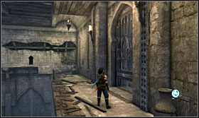 After spending your experience points, go up the wooden wall and jump from one to another to get to a platform - Walkthrough - The Stables - Walkthrough - Prince of Persia: The Forgotten Sands - Game Guide and Walkthrough