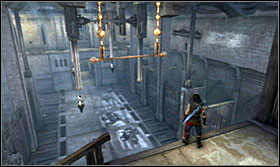 Jump onto the platform and grab the lever, which will open the door on the other side - Walkthrough - The Stables - Walkthrough - Prince of Persia: The Forgotten Sands - Game Guide and Walkthrough
